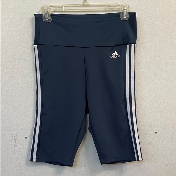 adidas Pants - adidas Navy bike shorts with White Side Stripes
